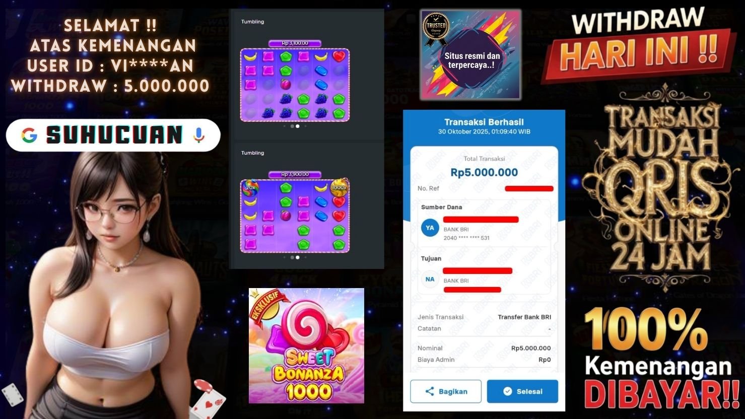 SUHUCUAN JACKPOT SLOT SWEET BONANZA 1000